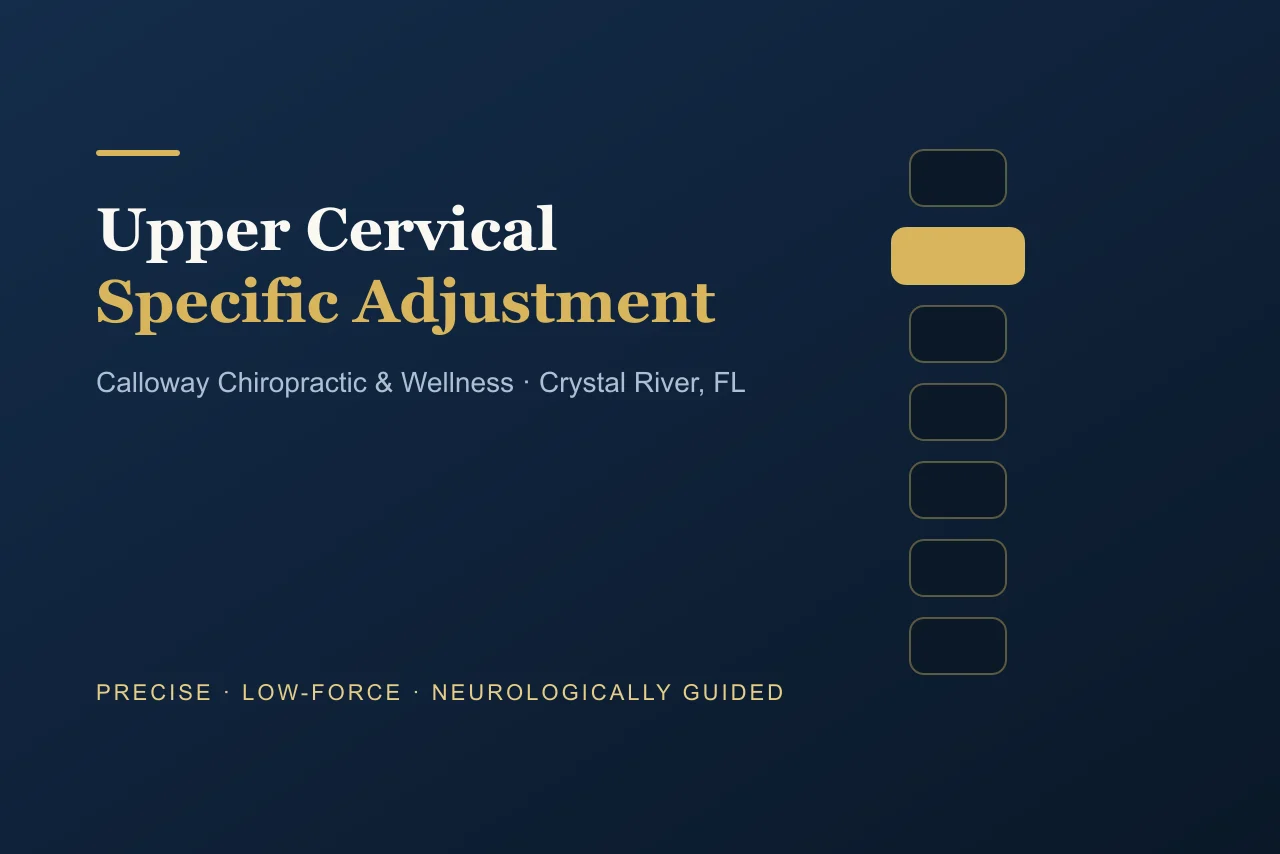 Upper cervical specific chiropractic adjustment performed with the Integrator instrument at Calloway Chiropractic & Wellness in Crystal River, Florida